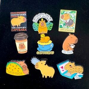Set of 9 New Funny Capybara Related Pins
